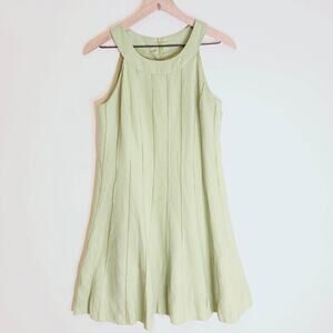 Willow Glenn Green Linen Blend Sleeveless Dress 6 Minimalist Cottagecore Lime